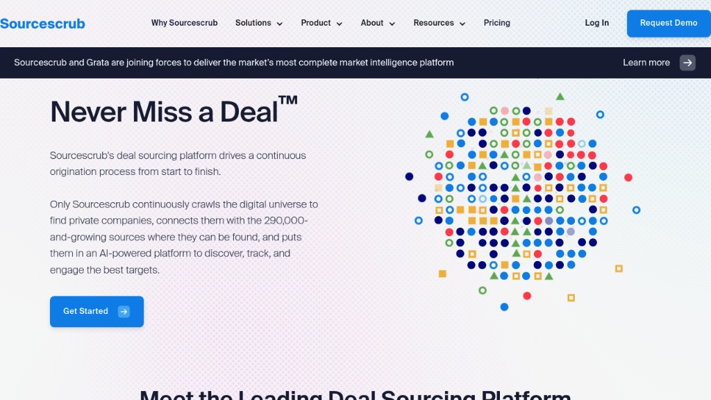 SourceScrub homepage showing private company deal sourcing coverage